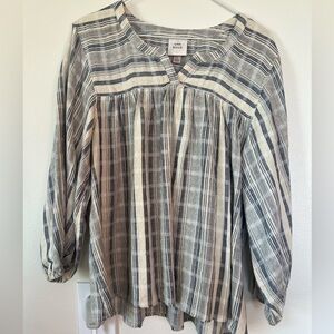 Knox Rose Denim/White Peasant top size L